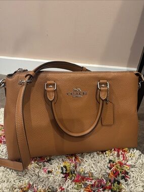 Coach Georgia Tan Pebble Leather Convertible Satchel - Coach